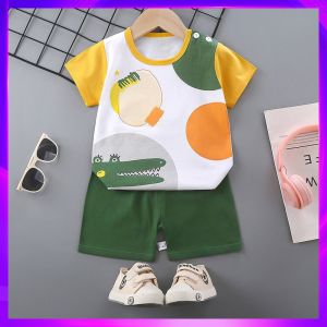 Pure Cotton Summer Outfit Set for Babies Boys And Girls Sports Short Sleeve Clothes Shorts for One Year Old Three Years Old