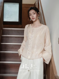 JK&JS | Traditional Chinese Style Silk Blend Embroidery Long Sleeve Blouse