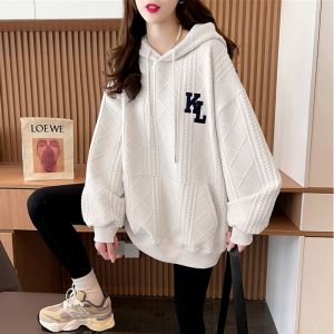 ปัก มีฮู้ด เสื้อสเว็ตเชิ้ต บาง ผู้หญิง ฤดูใบไม้ผลิ ฤดูใบไม้ร่วง สไตล์เกาหลี นักเรียน เสื้อแจ๊กเก็ตขนาดใหญ่ อินเทรนด์ ลูกไม้ เสื้อเกล็ดหิมะ