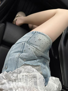 Váy Ngắn Denim Xanh Nhạt Cạp Cao Mùa Hè 2024 Váy Ngắn Chữ a Cạp Cao Cho Nữ Váy Ngắn Bó Sát Bằng Vải Polyester