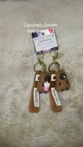 [1x Boba & 1x Sleepy Capybara] Cute Couple Keychain Boyfriend Girlfriend Gift Valentine Love Backpack Bag Key Ring