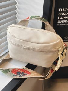 Casual Canvas Crossbody Chest Bag Womens Fashion Sporty Versatile Single Shoulder Bag Leisure Stitching Elements Nylon Material
