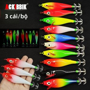 Mồi Câu Mực Phát Sáng Ackibbik 3 Cái 10cm Mồi Câu Tôm Nước Mặn Phụ Kiện Câu Cá Mực Câu Cá Biển Sông Hồ
