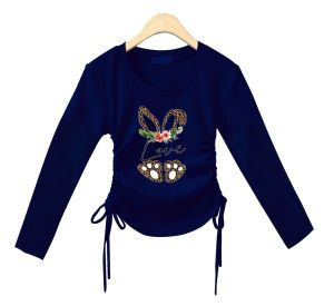 croptop long sleeves love rabbit serutan kanan kiri
