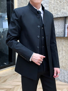 Zhangzhou Mens Slim Fit Stand Collar Administrative Jacket Spring Autumn New Chinese Style National Fashion West Suit Coat