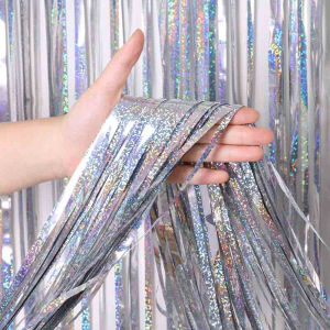 ULEEK  2M 3M 4M Metallic Foil Fringe Shimmer Backdrop Wedding Party Wall Decoration Photo Booth Backdrop Tinsel Glitter Curtain Gold