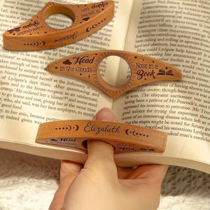 Personalized Engraving with Name Text Wooden Book Page Holder Handmade Book Stand Desktop Reading Aid Unique Christmas Gift