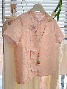 PAIBOLI | New Chinese Style Silk Shirt With Button Design Early Spring Short Sleeve Womens Fashionable Commute Style Regular Length