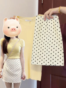 ZUKUN | White Dots A-Line Pencil Mini Skirt