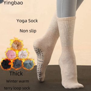 Yingbao Yoga Sock for Women non slip Running Ladies Sport Thick Socks