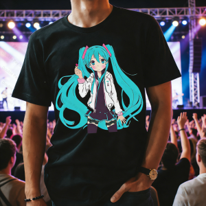 Bandai | Hatsune miku T-shirt Anime Shirt Anime Cosplay Clothing miku Fan Art Shirt miku Merch Vocaloid Japanese Streetwear Mens Shirts
