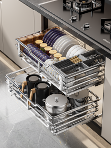 Drawer-type Double-layer Drawer 304 Stainless Steel Storage Basket