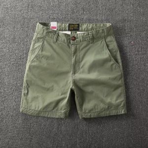 American Style Casual Pure Cotton Elastic Mens Summer Trend Slim Straight Khaki Workwear Shorts Breathable Comfortable Shorts