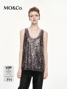 MO&Co. | Lined Camisole With Beads And Sequins Lining
