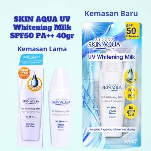 ( BPOM ) Whitening Pemutih Skin Aqua UV Whitening Milk 40 gr - SPF 50 PA++++ Moisture Milk Mouisturizer Sunscreen Sunblock rohto TUTUP PUTIH
