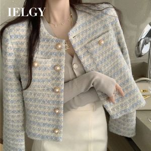 IELGY Pearl Buckle Coat Womens New French Design Sense Niche Loose Short Elegant Top