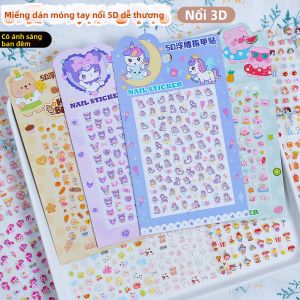 5D Embossed Luminous Cute Nail Stickers Water-resistant