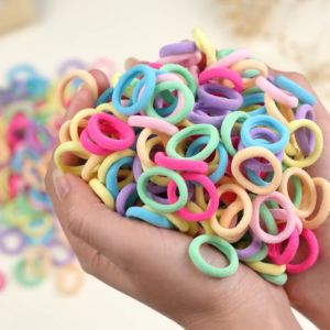 100PCS Mini Candy Colorful Hair Tie Set Nylon Hair Band Elastic Hair Rope Hair Bands Small Ponytail Holder Women Girls Colorful Nylon Head Rope Rubber Band