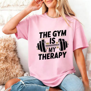 Sanrio | Funny Gym Shirts for Women Workout Weight Lifting Tshirts Weightlifting Graphic Loose Gym Is My Therapy Tee Tops Women Clothing
