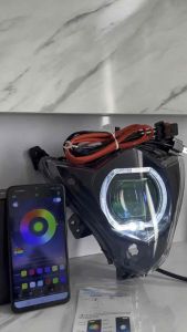 Lampu depan custome satria fu 2014 facelift biled ASLI Pojector CR7 devil RGB+Relay