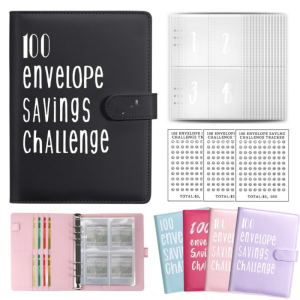 100 Envelope Saving Challenge Binder PU Leather Budget Binder 100 Day Couple Challenge Notebooks