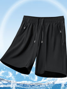 Ice Silk Mens Shorts Lightweight Loose Large Size Casual Running Fitness Sports Shorts Quick Dry Five-Quarter Length