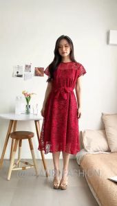 Dress TiFanny-82 Brukat Corneli Tulang Lapis Furing Premium Realpic LD 110 PJ 100Bonus Tali Pinggang