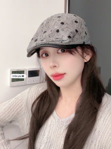 Fashionable Retro Floral Print Womens Hat Small Face Duckbill Cap Beret Trendy Spring Summer Autumn Cotton Casual Style