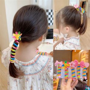 2pcs New High Elastic Bow Knot Children Spiral Hair Ties Cute Love Hair Rope Fashion Hair Accessories