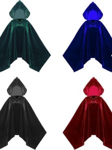 Halloween Mens and Womens Velvet Warm Shawl Pullover All-Matching Hooded Cloak Stage Performance Drama Play Costume Outwear