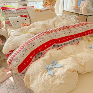 MANCAI | Water Washed Bubble Cotton Bedding Four-Piece Set Non Pure Cotton