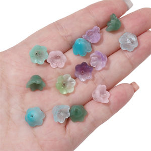10pcs/Bag Gradient Bell Orchid Flower Crystal Glass Beads Loose Spacer Beads For DIY Handmade Bracelet Necklace Earring Jewelry Making Accessories