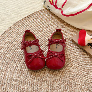 Spring and Autumn New Girls Bow Princess Soft-soled Mary Jane Leather Shoes