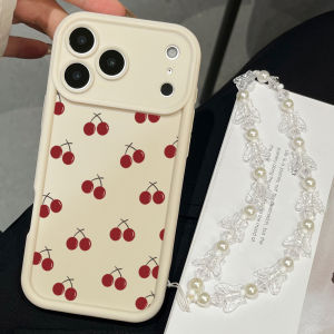 Red Cherries Pattern  With Lanyard Phone Case For iPhone 16 17 15 14 13 12 11 Pro Max 16E 17Air X XR XS 7 8 Plus Cover