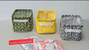 Cute Plaid Cotton Linen Storage Basket Square Organizer Box for Clothes Makeup Underwear Sundries
