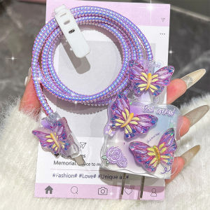 TAOYUNXI | Pink Butterfly Data Cable Protective Sleeve For iPhone 18W/20W Charger Case Anti-Scratch Data Line Winder Wire Protector Cover