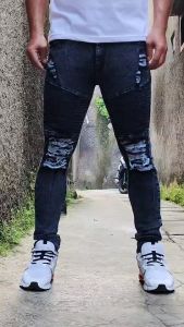 VD - (COD) - Terlaris BEST SELLER Celana Jeans Street Celana Biker Garis Sobek Lutut Celana Sobek Lutut Biker Garis Celana Jeans Snow Grey Celana Pria Dewasa Termurah - celana jeans panjang pria - Celana Pria Jeans Bikers Streat Sobek Sobek