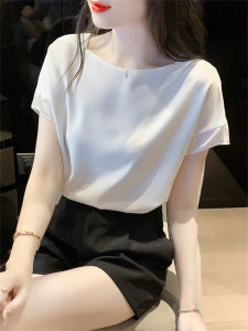 French White Niche Style Fashionable Bottoming Shirt Stitching Thin Short Sleeve Chiffon Blouses for Women Summer Fashion Trendy Small Shirt