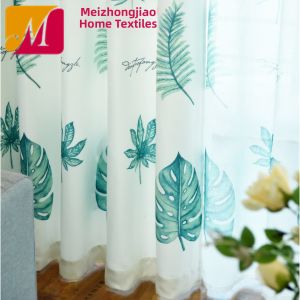 Nordic Style Plant Patterned Linen Cotton Curtains