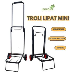 IDOHOUSE Troli Lipat Serbaguna Dorong Barang Gas Galon Kuat Ringan + Tali Trolley Besi Portable V7A1