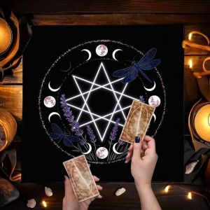 VIKAMA Flower Moon Phase Altar Cloth Tarot Card Tablecloth Vika Divination Ceremony Mat Meditation Spiritual Desktop Decoration