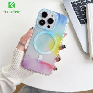 FLOVEME Luxury Painting Magnetic Phone Case For iPhone 14 13 12 Pro Max 14 Plus Transparent Matte Wireless Charging Hard Back Cover For iPhone 14 13 12