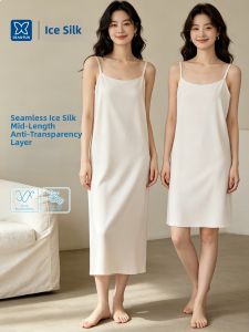 DIEANFEN | Ice Silk Anti-Peek Longer Womens Under Camisole Dress