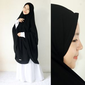 Long Khimar Syari Non Pad Jetblack MTA - By Yufina
