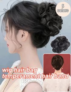 [One-Grab Hair Growth] Hair Clip-Style Fluffy Bun Synthetic Messy Curly Bun Hair with Claw Clip Fluffy Chignon Hair Hairpiece for Women发抓夹式蓬松丸子头