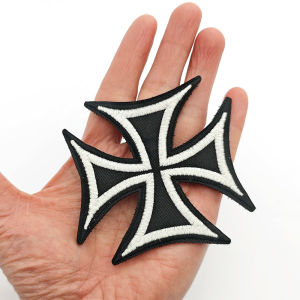 Tactical Iron Cross Emblem Embroidered Patch Hook & Loop German Military Morale Badge DIY For Backpack Jacket Vest Cap Clothing