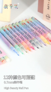 12Pcs Nail Art Graffiti Pen Easy To Color Quick Dry Acrylic Doodle Pen No Baking Required Pen Nail Art