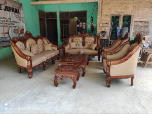 Kursi sofa tamu Ganesha meja ketapang kaki 10cm
