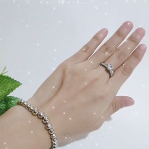 SET GELANG SERUT BOLA CINCIN MATA SATU PERHIASAN SILVER 2 IN 1 ANTI ALERGI/SET-713