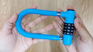 MingGao High-Quality 4-Digit Combination U-Lock in Cyan - Strong Anti-Theft Security Door Lock